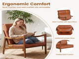 Modern Accent Chair with Rubber Wood Legs, Upholstered Lounge Armchair with Neck & Lumbar Pillow for 89834523