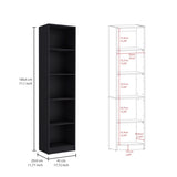 ZUN Home Xs Bookcase with 5-Tier Shelves and Slim Design -Black -Office B200137819