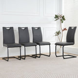 ZUN Modern Charcoal PU dining chair living room chair upholstered chair, black metal chair leg design, W210P199100