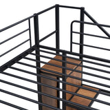 ZUN Twin Over Twin Metal Bunk Bed with Lateral Storage Ladder and Wardrobe, Black 09432094