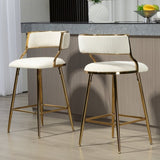 (SET of 2) 26'' Counter height bar stools Corduroy kitchen island counter bar stool with back,golden W2215P195291