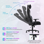 ZUN Big and Tall Gaming Chair 400lbs Gaming Chair with Massage Lumbar Pillow, Headrest, 3D Armrest, W1521P175980