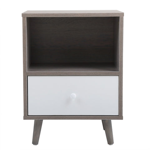 ZUN Set of 2 Low foot bedside table with drawer storage compartment - gray W2181P144002