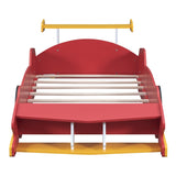 Twin Size Race Car-Shaped Platform Bed with Wheels,Red WF311965AAJ
