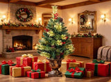 Set of 2 Small 3 Foot Cashmere Pine Christmas Tree in Cement Pot, Pre-lit 40 Warm White LEDs, 100 16975532