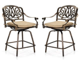 Outdoor Swivel Bar Stools Set of 2, Cast Aluminum Patio Bar Height, All-Weather Bar Dining 52885798