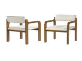 Modern Rubber Wood Dining Chairs, Upholstered Fabric Armchairs,Walnut wood Beige fabric N768P489276W