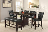 Counter Height 1pc Bench Dining Room Black Faux Leather Cushion Tufted Seat Wooden Base Comfort Seat B011130020