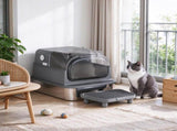 XXL Stainless Steel Cat Litter Box, Enclosed Design with Flip Lid & High Sides, Includes Step, Metal 62719984