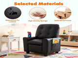 Black Kids Recliner Sofa with Retractable Footrest, Waterproof PU Leather Toddler Chair with Cup 72427419
