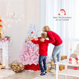 5ft Pink&White Xmas Tree - Flocked Snow-Melt Design, Sturdy Metal Stand, 456 Tips, Fireproof & 49245633