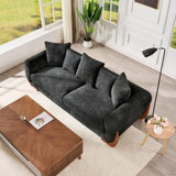 Modern Elegant Design 3 Seater Sofa with Wooden Legs, Comfortable Lambswool 5 Pillows for Living W2817P271192