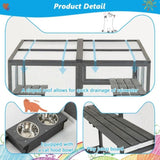 Outdoor Wooden Cat- Large Solid Wood Cat Cage Playpen with 2 Jumping Platforms & 7 Napping Houses, 86589654