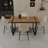 59" MDF natural wood table and modern chair set of 4 pieces, medieval wooden kitchen 53836239