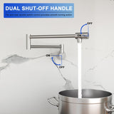 Pot Filler Faucet - Wall Mount Kitchen Sink Faucet Folding Stretchable with Single Hole Two Handles, W1243P324203