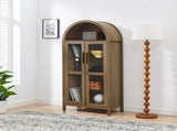 A high arched storage cabinet with a lamp, a modern retro-style wooden storage cabinet with 22213549
