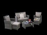 6 Piece Wicker Patio Furniture Sets with Ottoman & Tempered Glass Coffee Table W874P264687