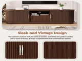 Vintage Rustic TV Stand with Sliding Wood Slatted Doors for TVs up to 75", Farmhouse Fluted TV N721P427206P