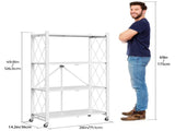 4-Tier Folding Storage Shelves with Wheels, Foldable Metal Rack, Collapsible Shelves for 10462892