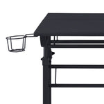 ZUN Rolling Writing Desk with Height Adjustable Desktop and Moveable Shelf, Black 62324553