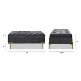 ZUN Estelle Upholstered Storage Bench Cocktail Ottoman, Steel Gray Performance Velvet B2719P245961