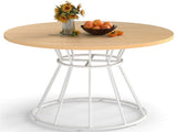 Natural 47" Round Dining Table , Family-Sized for 4-6 People, Hourglass Metal Base & Curved Tabletop 29145753