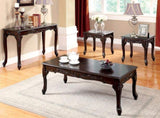 3pc Coffee Table Traditional Style Dark Cherry Finish Cabriole Legs And Intricate Design B011P356773