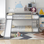 ZUN Twin over Twin Bunk Bed with Convertible Slide and Ladder , Gray 65436427