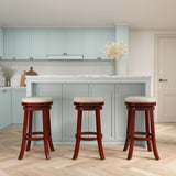 30" Bar Stool, Cherry Finish, Beige Fabric Seat B04660663