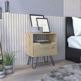Augusta Nightstand , End Table, Side Table Single Door Cabinet, Hairpin Legs -Light Oak B07092073