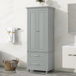 ZUN Tall Storage Cabinet with Two Drawers for Bathroom/Office, Grey WF299284AAE