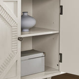 33.6" Retro Wooden Sideboard Buffet Cabinet with Storage, Symmetrical Geometric Accent Display W1801P346237