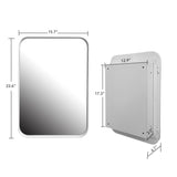 ZUN 16x24 Inch Recessed White Metal Framed Medicine Cabinet with Mirror and Adjustable Shelves Black 24161549