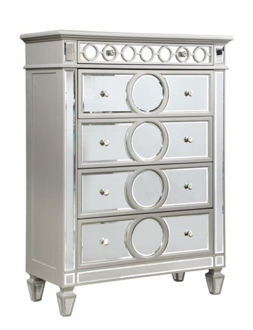 ZUN Symphony Modern Style Mirror Front 5 Drawer Chest with diamond shaped legs and made with Wood in 808857601537