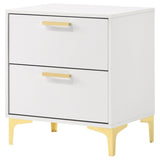White and Gold 2-Drawer Rectangular Nightstand B062P145600