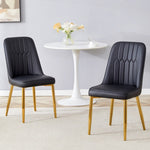 ZUN 2 modern dining chairs, sleek PU leather backrest, and gold metal legs bring a comfortable home W1151P183325