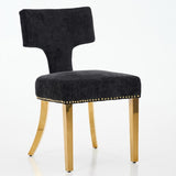 Mid Century Modern Dining Chairs Set of 2, Farmhouse Chenille Fabric Upholstered Accent Chair Curved W1143P314903