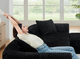 114" Cloud Sectional Couch with L-Shape Chaise, Modular Sofa with Movable Ottoman, Upholstered W1117P371650