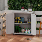 ZUN Potting Bench with Storage Cabinet and Metal Table Top for Outdoor Patio,Outdoor Work Station Table W1390P189986