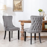 ZUN Furniture,Upholstered Wing-Back Dining Chair with Backstitching Nailhead Trim and Solid Wood 93363205