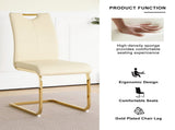 Modern Light Yellow PU dining chair Living room chair Upholstered chair, gold metal chair leg W210P179895