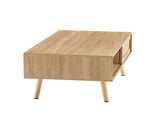 41.34" Rattan Coffee table, sliding door for storage, solid wood legs, Modern table for living room 94308535