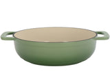 Cast iron 7.5QT cooking pot - Gradient green color - Includes two silicone gloves - Enamel pot 13858478