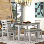 ZUN Rustic Style 6-Piece Dining Room Table Set with 4 Upholstered Chairs & a Bench 40118029