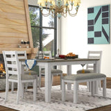 ZUN Rustic Style 6-Piece Dining Room Table Set with 4 Upholstered Chairs & a Bench 40118029