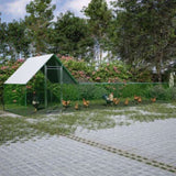 ZUN 26'Lx6.7'Wx6.6' ft Large Metal Chicken Coop, Walk-in Chicken Run, Galvanized Wire Poultry Chicken W2505P197224