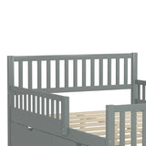 Full Size Wood Platform Bed with Guardrails on Both Sides and Two Storage Drawers, Gray N733P172700E