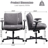 Cross-Legged Friendly Office Chair with Criss Cross Frame, Rolling Casters & Fold-Down Arms, 19939977