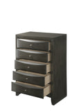 1Pc Contemporary 5 Drawer Chest Gray Finish Solid Wood Wooden Bedroom Furniture B011P216685