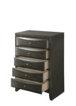 ZUN 1Pc Contemporary 5 Drawer Chest Gray Finish Solid Wood Wooden Bedroom Furniture B011P216685